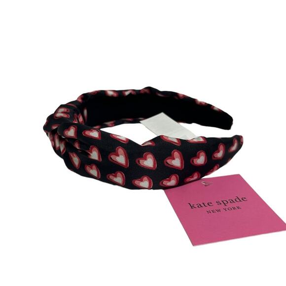 Kate spade valentine\'s day Heart Print twisted knot silk headband main image 5